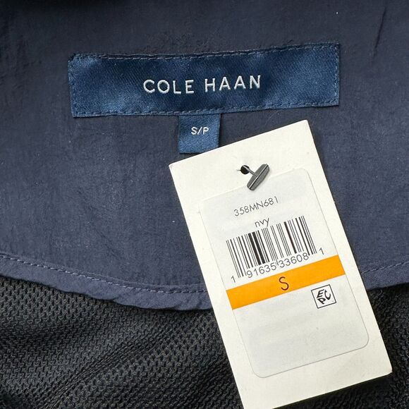 Cole Haan Nylon Rubberized Pocket Windbreaker Jacket Navy Women's Size Small NWT - Picture 12 of 13